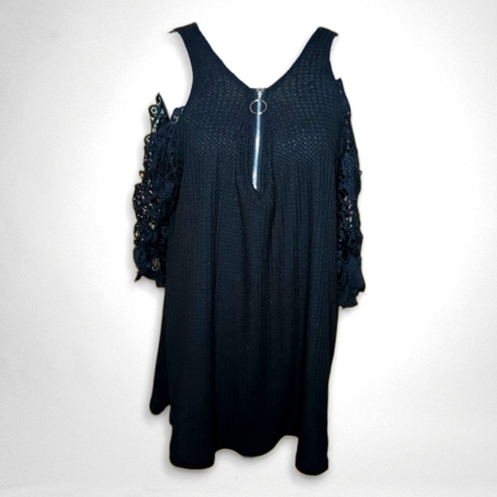 black cold shoulder tunic  - size s